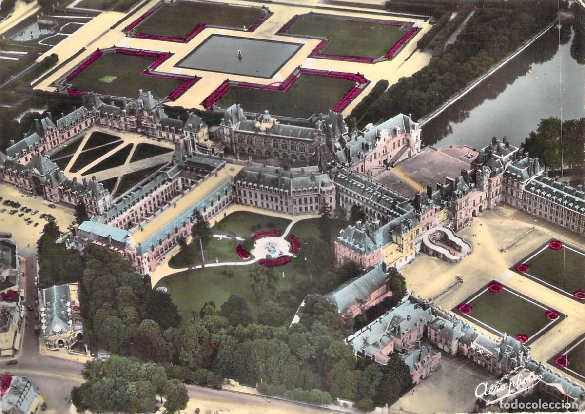 Postales: Postal del Castillo de Fontainebleau Vista A&eacute;rea de Francia