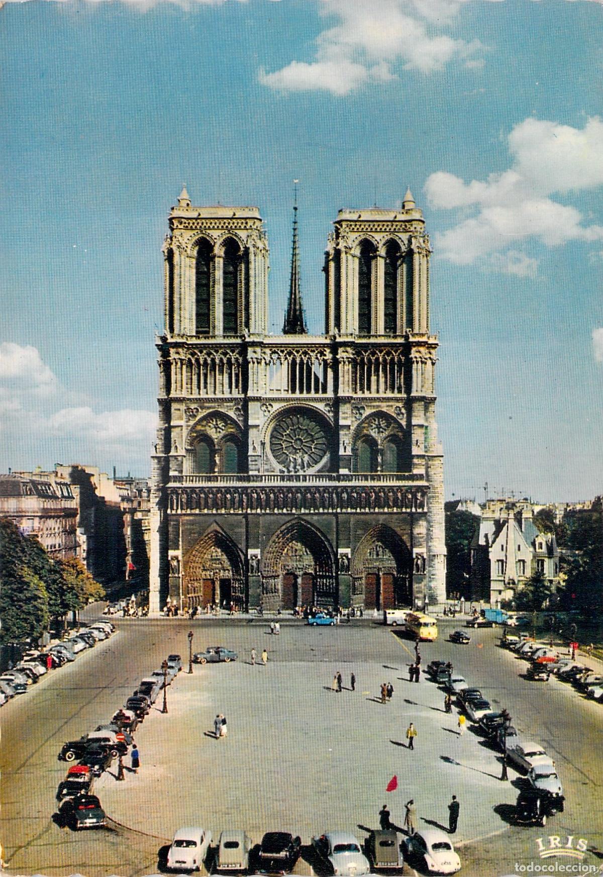 Postales: Tarjeta Postal de Par&iacute;s, Catedral de Notre-Dame y Plaza del Parvis