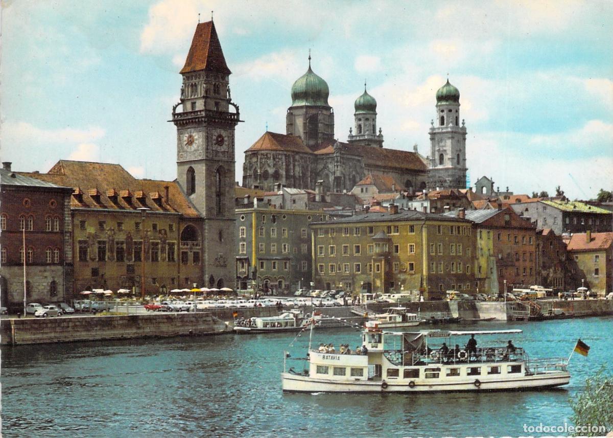 Postales: Postal de Passau Alemania con el R&iacute;o Danubio y la Catedral de San Esteban