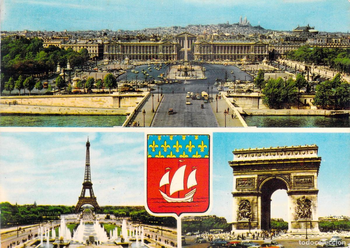 Postales: Postal Multi-vista de Par&iacute;s con Torre Eiffel y Arco de Triunfo