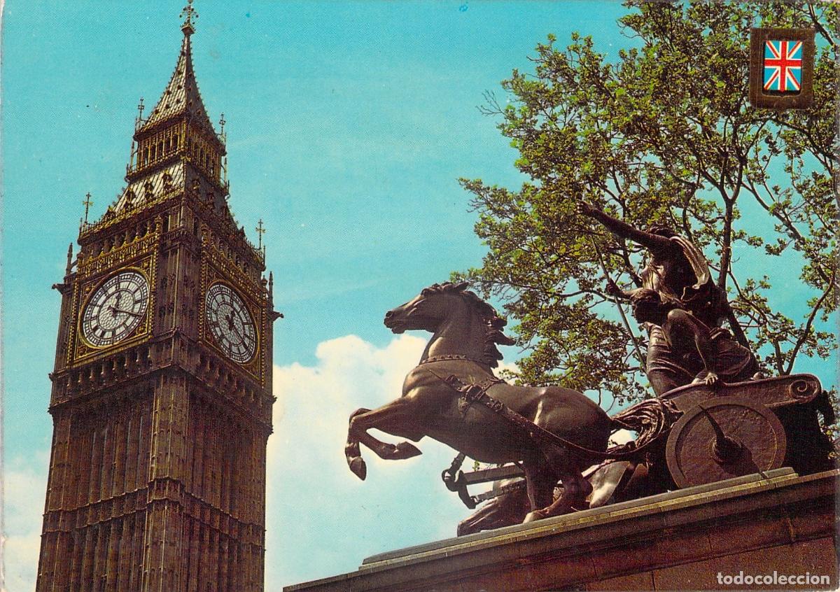 Postales: Postal de Londres: Big Ben y Estatua de Boadicea