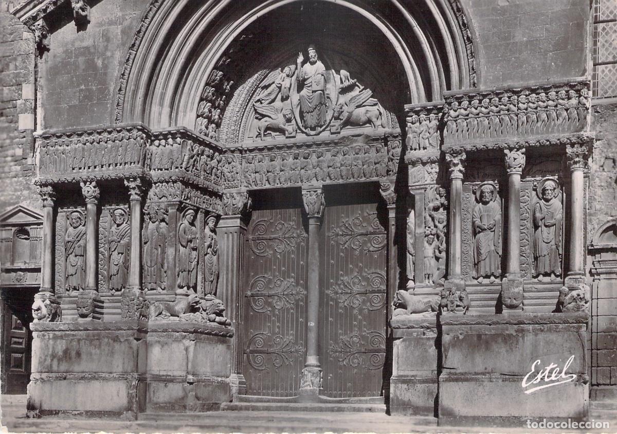 Cartes Postales: Postal del Portal de la Catedral de San Tr&oacute;fimo en Arles, Francia