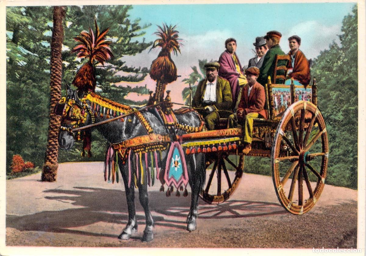 Postales: Postal de Carretto Siciliano Tradicional con Caballo Decorado