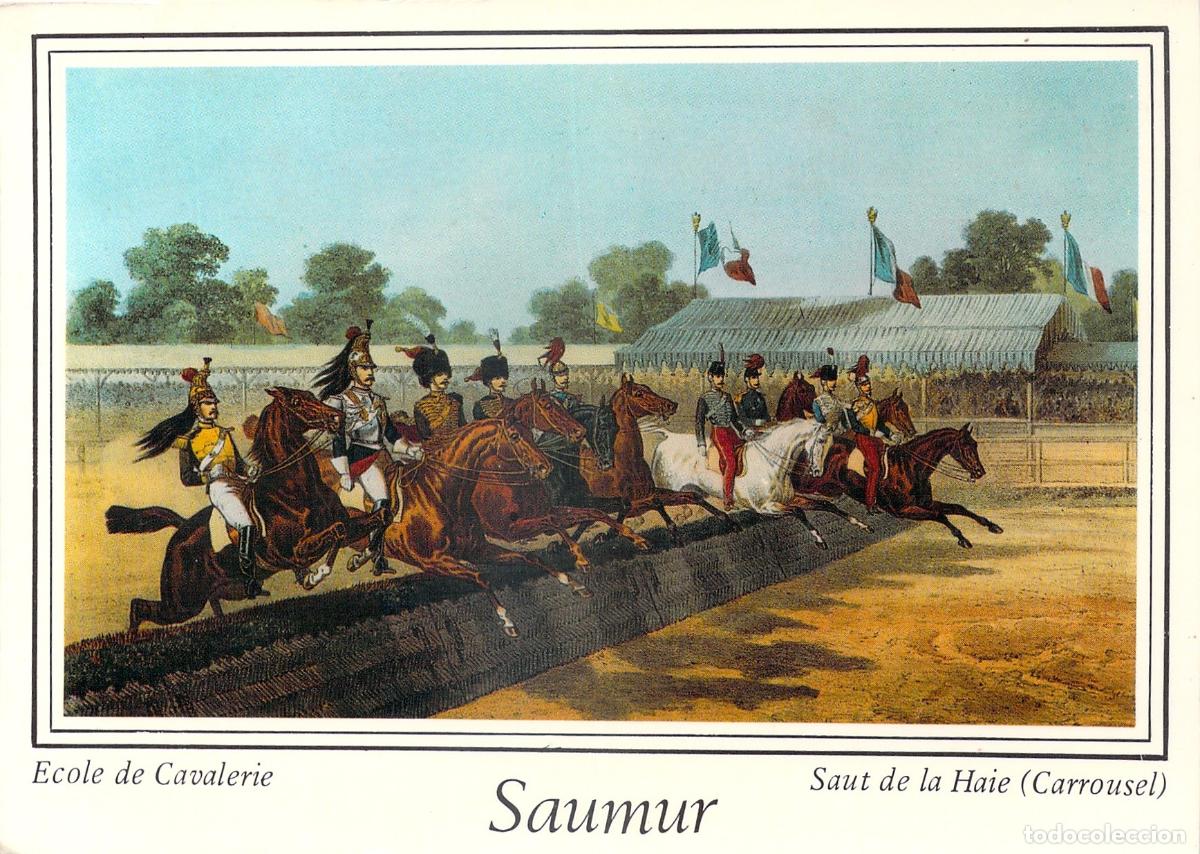 Postales: Postal Escuela de Caballer&iacute;a de Saumur Francia Salto de la Valla