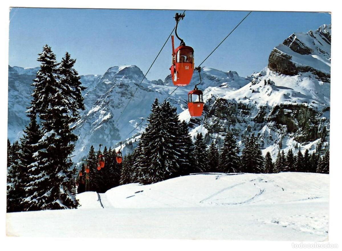 Postales: SUIZA. Braunwald. Telef&eacute;rico de Grotzenb&uuml;el. Ed. Engadin, C 59. - Circulada, con sello (ver dorso).