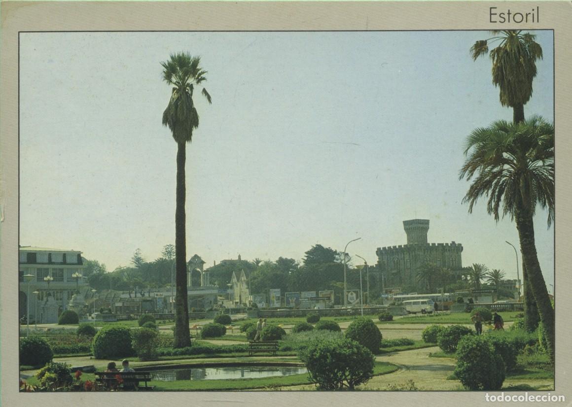 Postales: ESTORIL. Centro tur&iacute;stico internacional. Vista parcial do jardin e marginal. Sin circular. ED. MJB