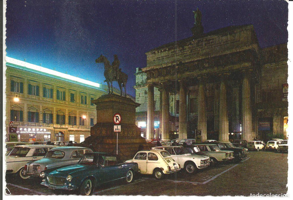 Postales: POSTAL GENOVA (ITALIA) - TEATRO CARLO FELICE E MONUMENTO A GARIBALDI, NOCTURNO - A&Ntilde;O 1970