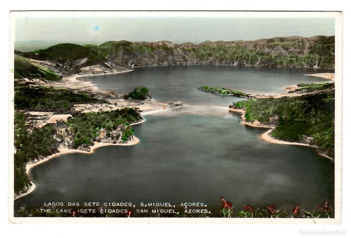 Postales: PORTUGAL, Azores / A&ccedil;ores. S. Miguel, Lagos das Sete Ciudades. Escrita al dorso en 1954.