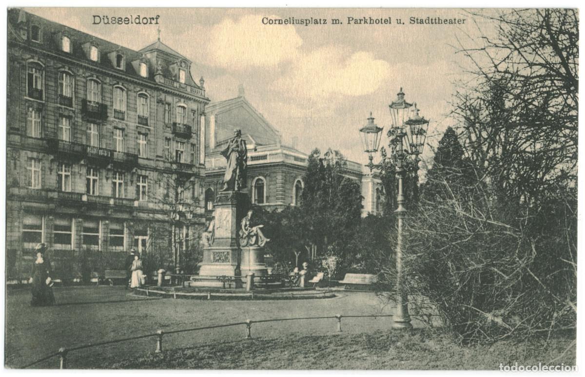 Postales: D&Uuml;SSELDORF_Corneliusplatz mit Parkhotel und Stadttheater_Johs. Loggen / teatros Alemania