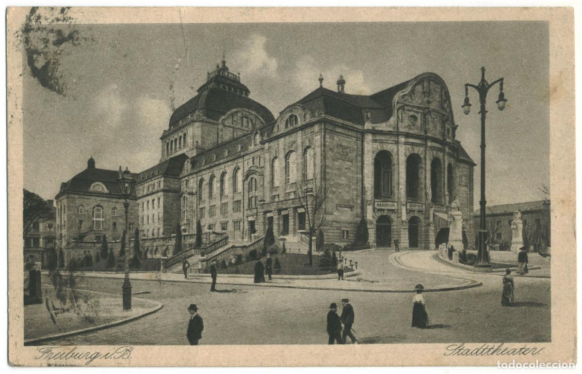 Postales: FREIBURG i. B._Stadttheater_E. Hartmann (Schwarzwald Gravure; 7) / teatros Alemania