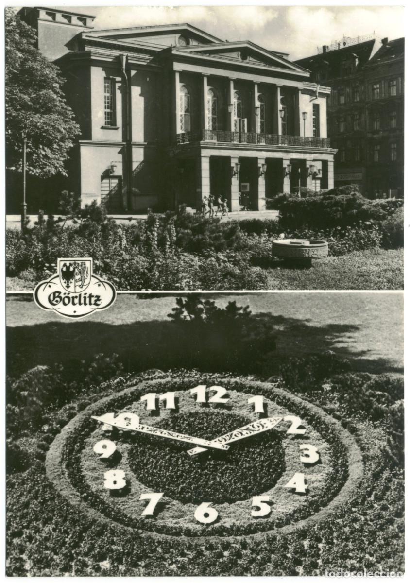 Postales: G&Ouml;RLITZ_Demianiplatz. Gerh. Hauptmann Theatre und Blumenuhr_Steudtner / teatros Alemania
