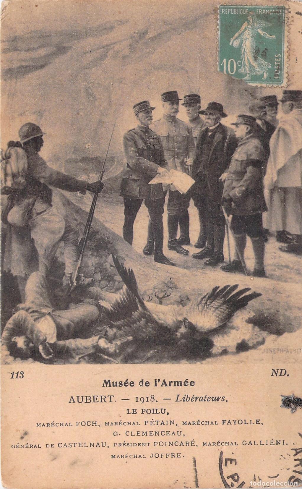 Cartes Postales: Postal de los Libertadores Poilu y Mariscales de Francia