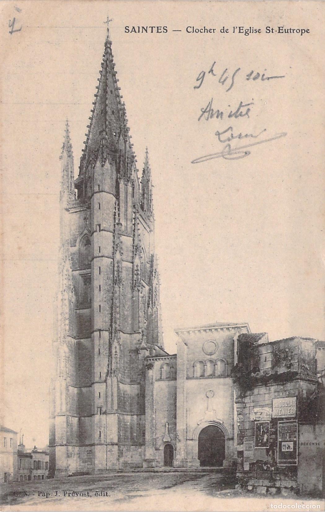 Postcards: Postal Iglesia Saint-Eutrope Saintes Francia Campanario G&oacute;tico