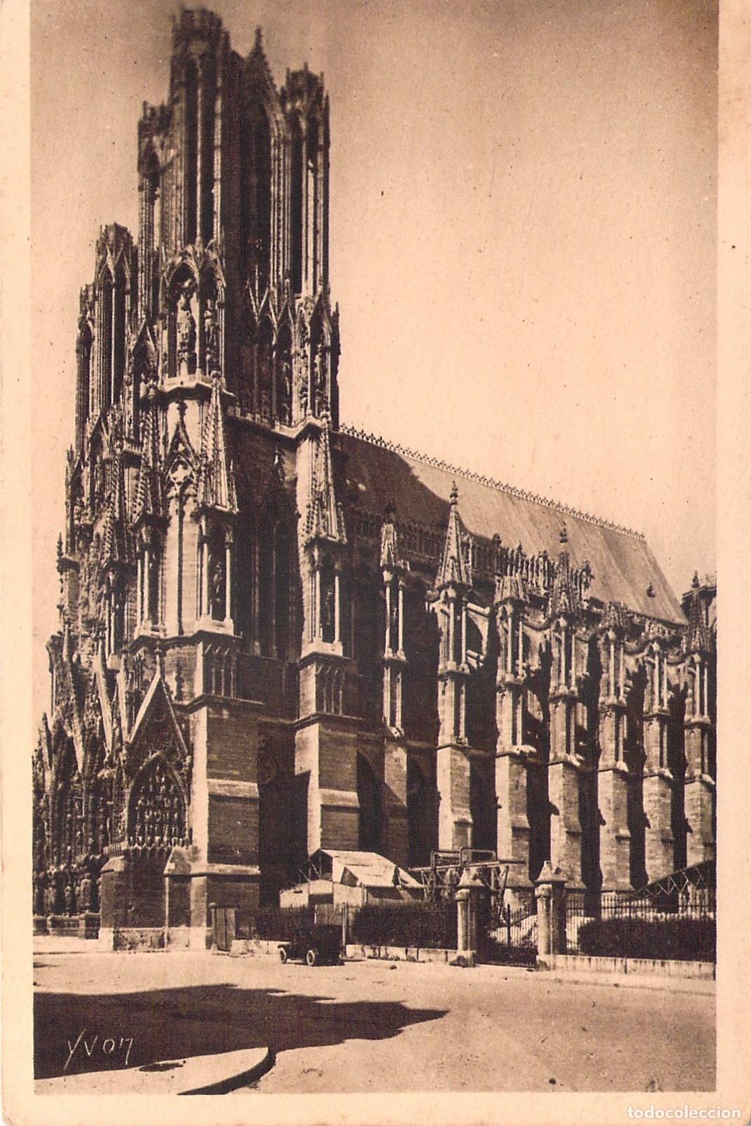 Postcards: Postal de la Catedral de Reims, Fachada Suroeste, Francia
