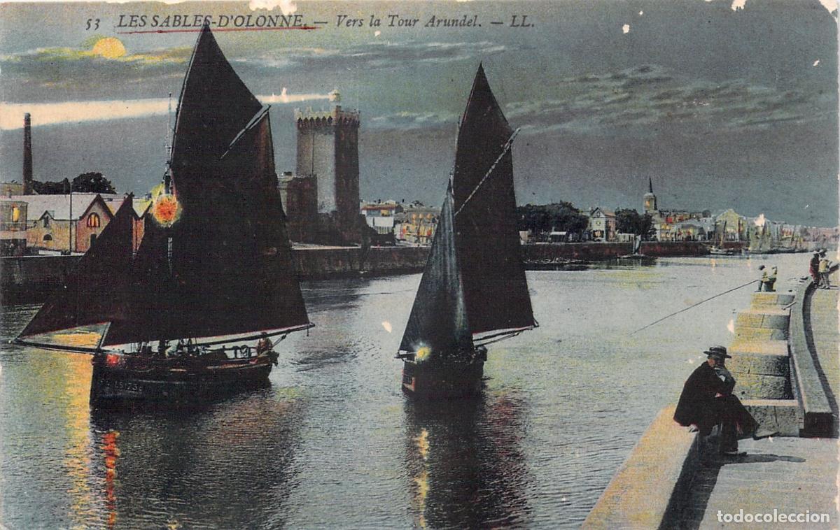 Postcards: Postal del Puerto de Les Sables-d'Olonne y la Torre Arundel