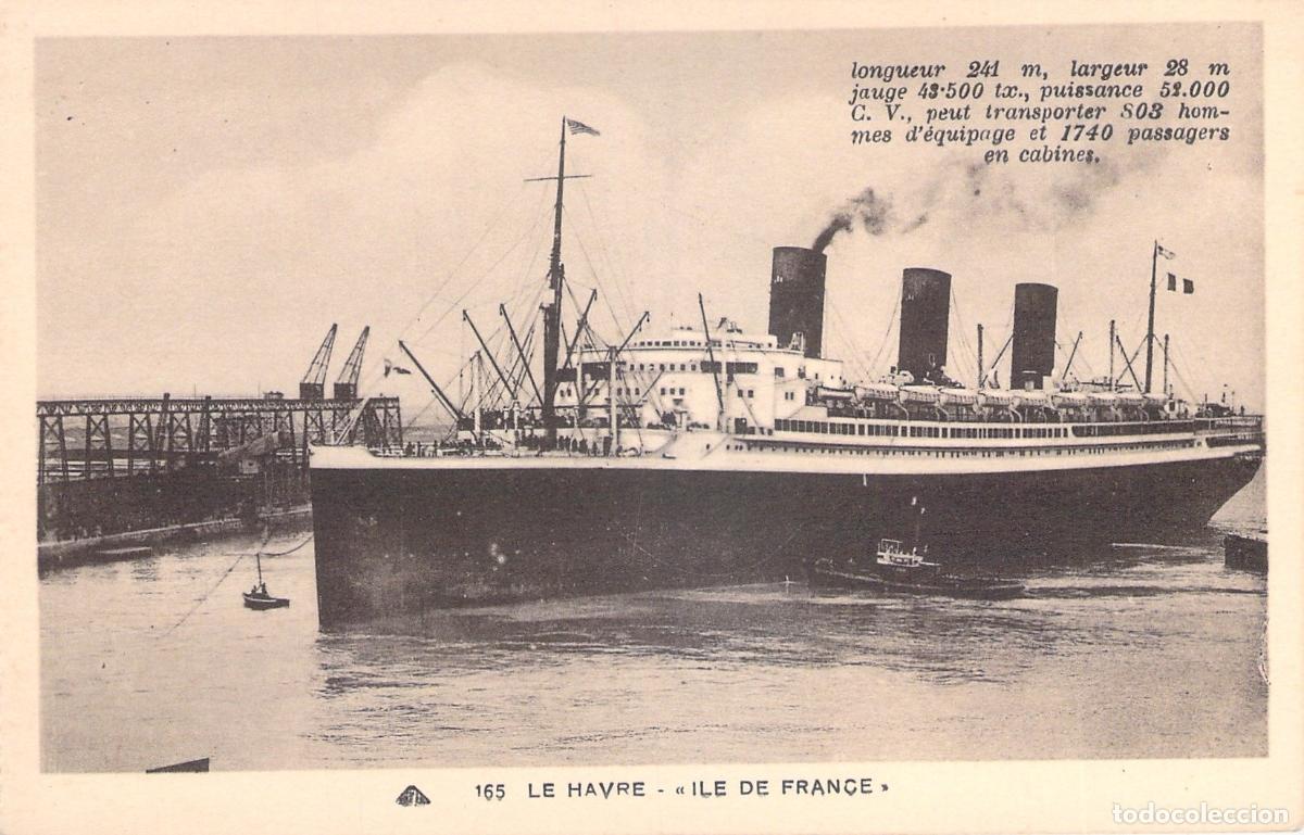 Postcards: Postal Le Havre Buque Transatl&aacute;ntico Ile de France