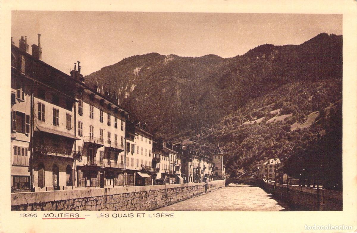 Cartoline: Postal de Mo&ucirc;tiers: Los Muelles y el R&iacute;o Is&egrave;re