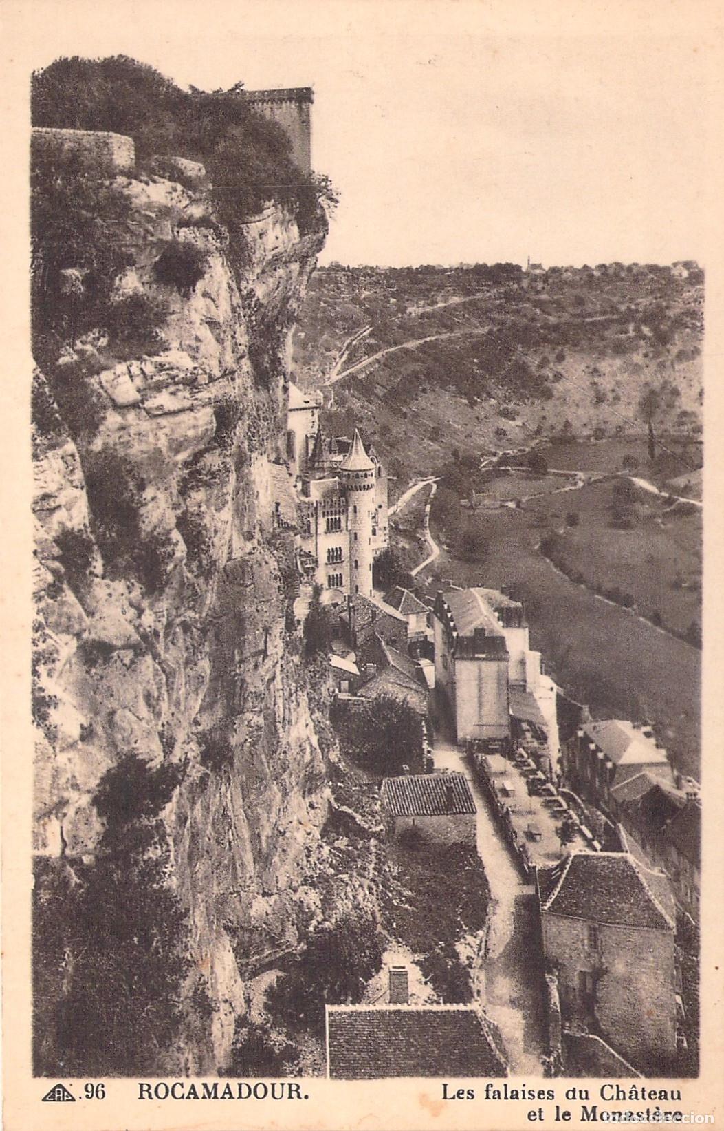 Postais: Postal de Rocamadour Francia Acantilados del Castillo y Monasterio