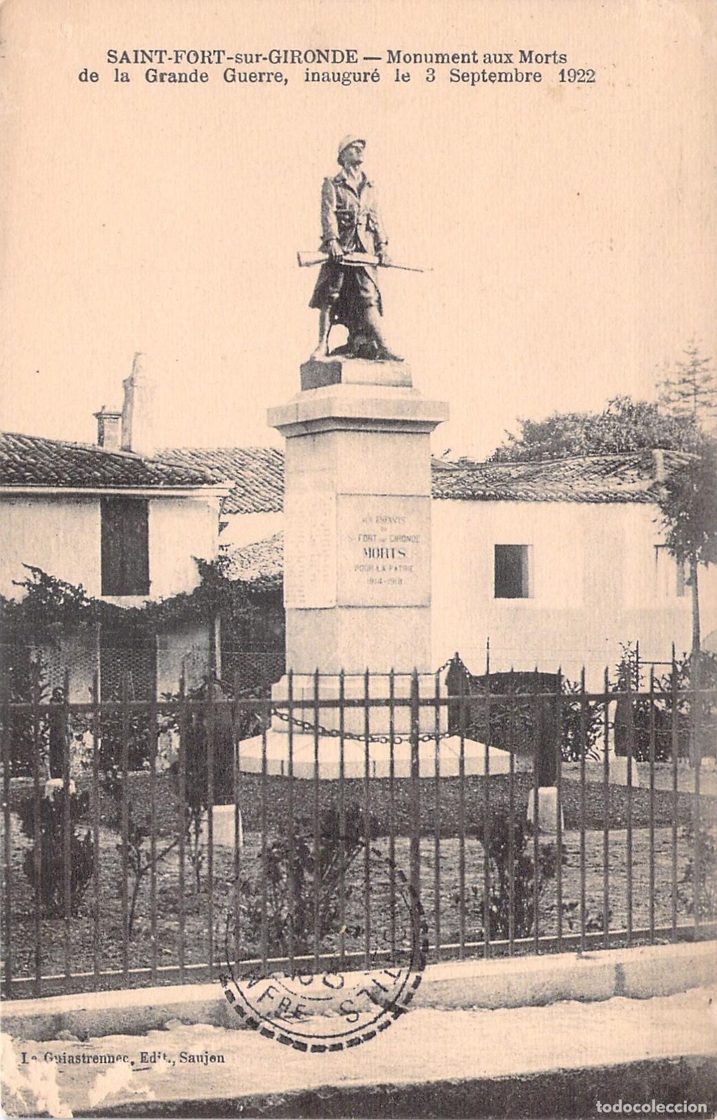 Postais: Postal de Saint-Fort-sur-Gironde Monumento a los Ca&iacute;dos