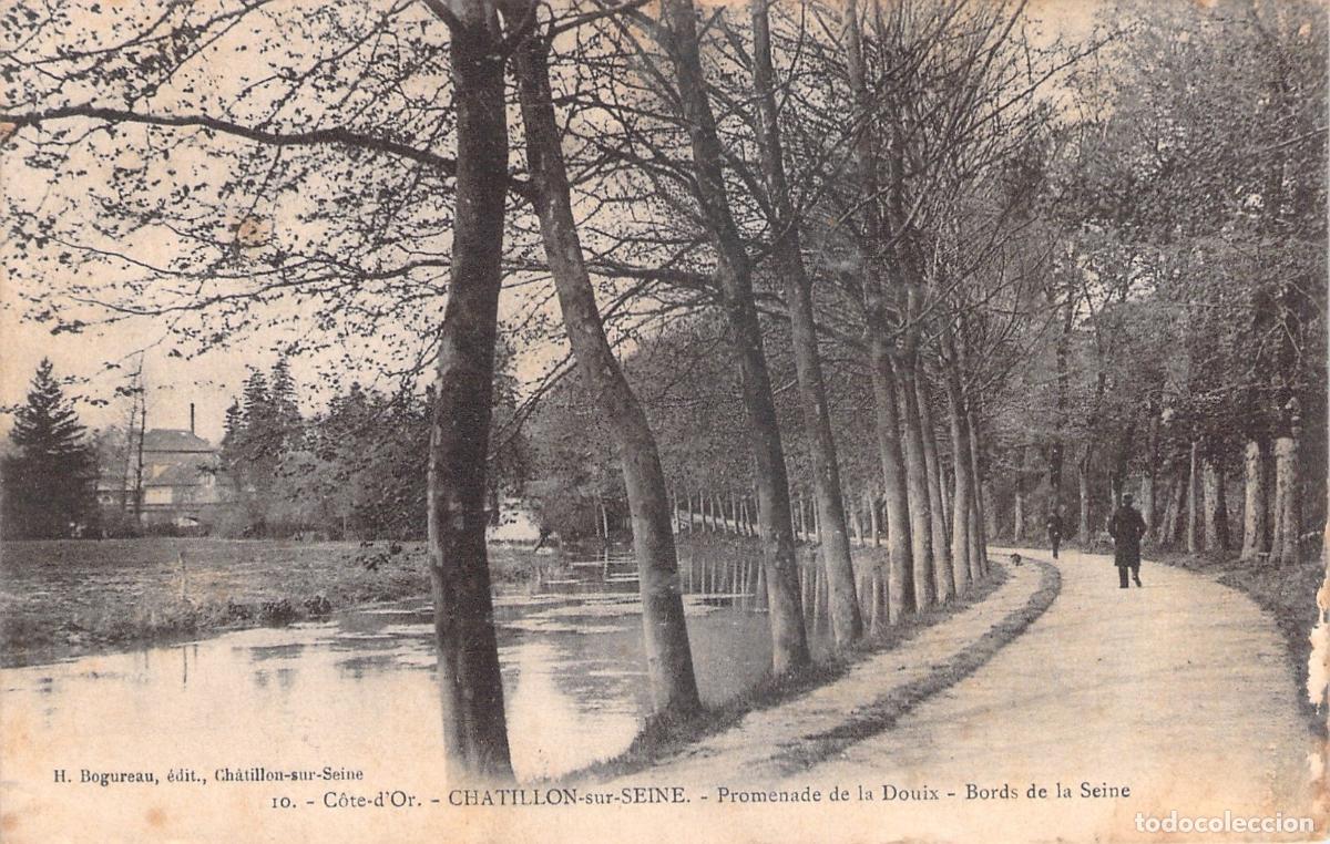 Postais: Postal Paseo de la Douix y Orillas del Sena en Ch&acirc;tillon-sur-Seine