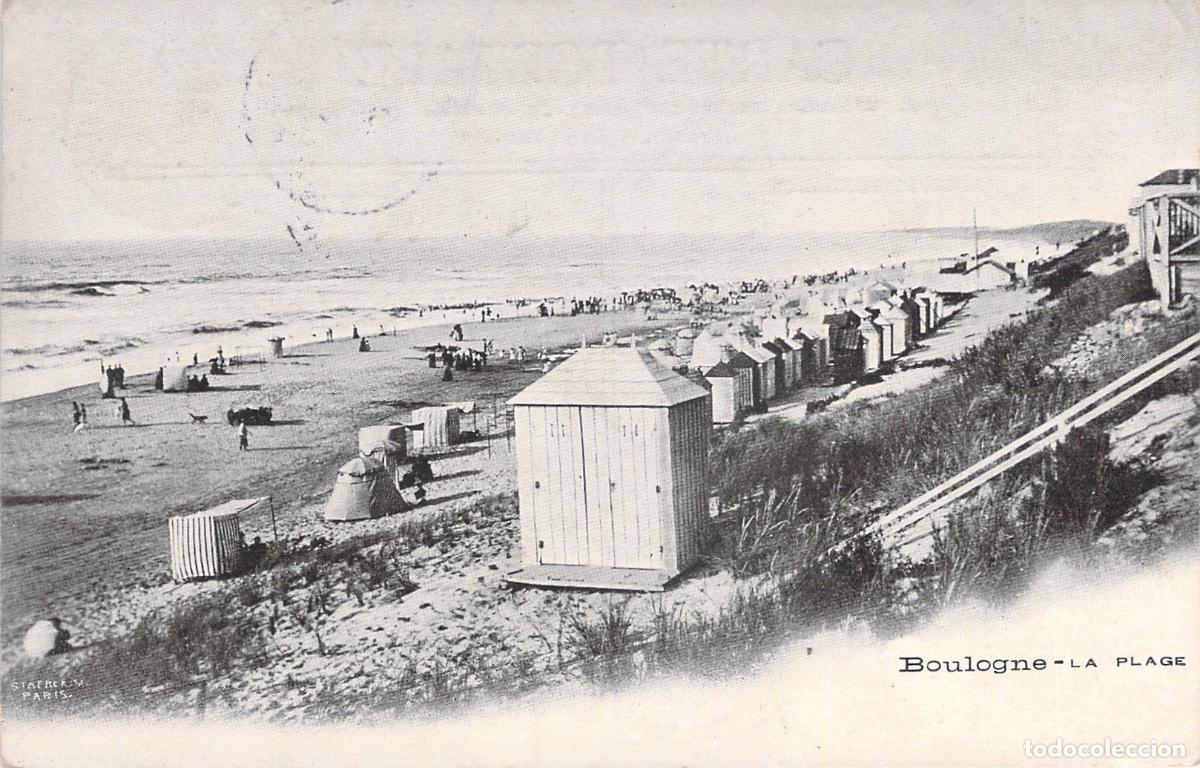 Postales: Tarjeta Postal Playa de Boulogne con Cabinas de Ba&ntilde;o