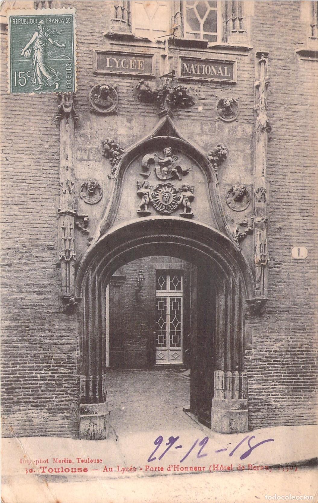 Postales: Postal de Toulouse, Puerta de Honor del Lyc&eacute;e National