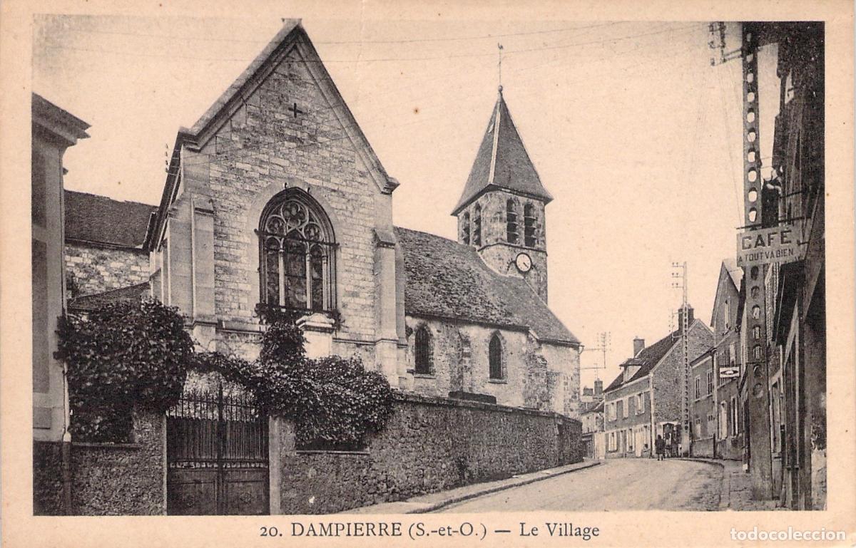 Postales: Postal Dampierre-en-Yvelines Francia Iglesia y Calle del Pueblo