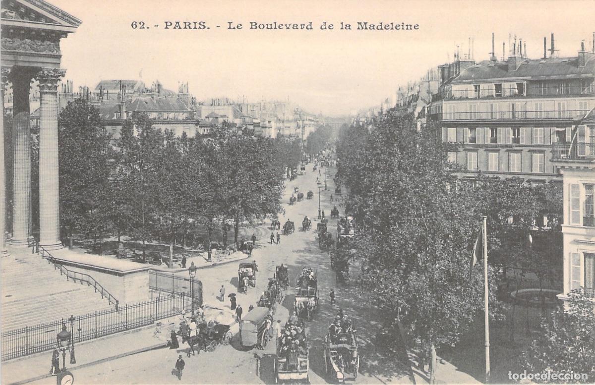 Postales: Postal de Par&iacute;s: Animado Boulevard de la Madeleine