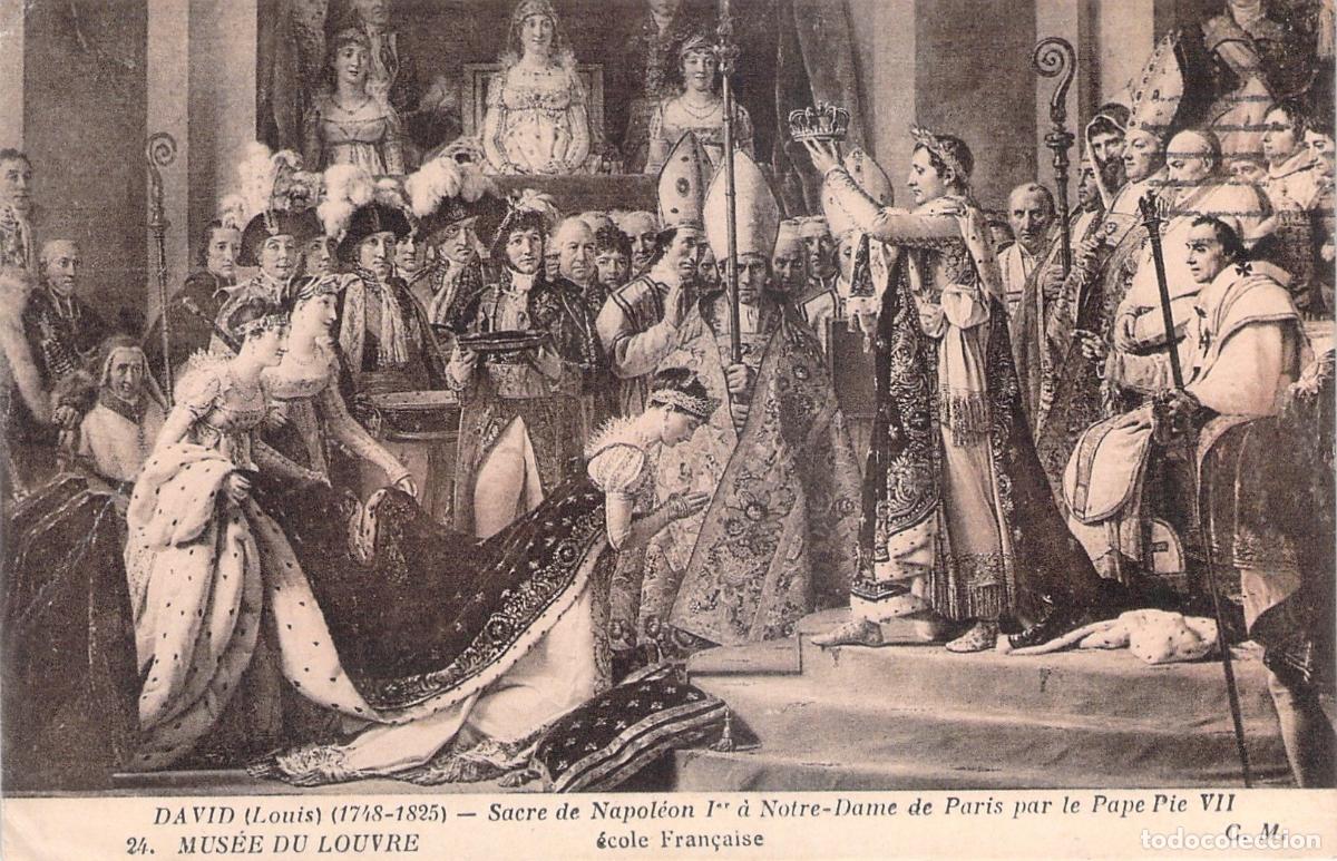 Postales: Postal de la Coronaci&oacute;n de Napole&oacute;n I en Notre-Dame, Museo del Louvre