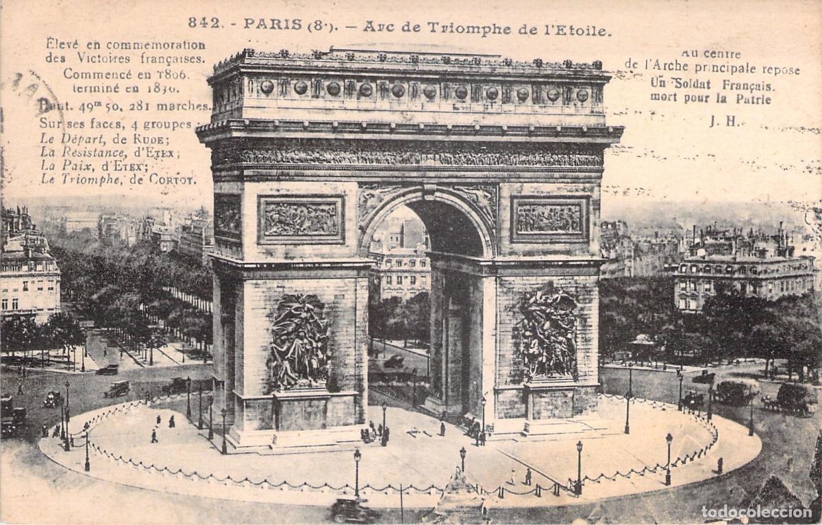 Postales: Tarjeta Postal del Arco de Triunfo de Par&iacute;s, Francia