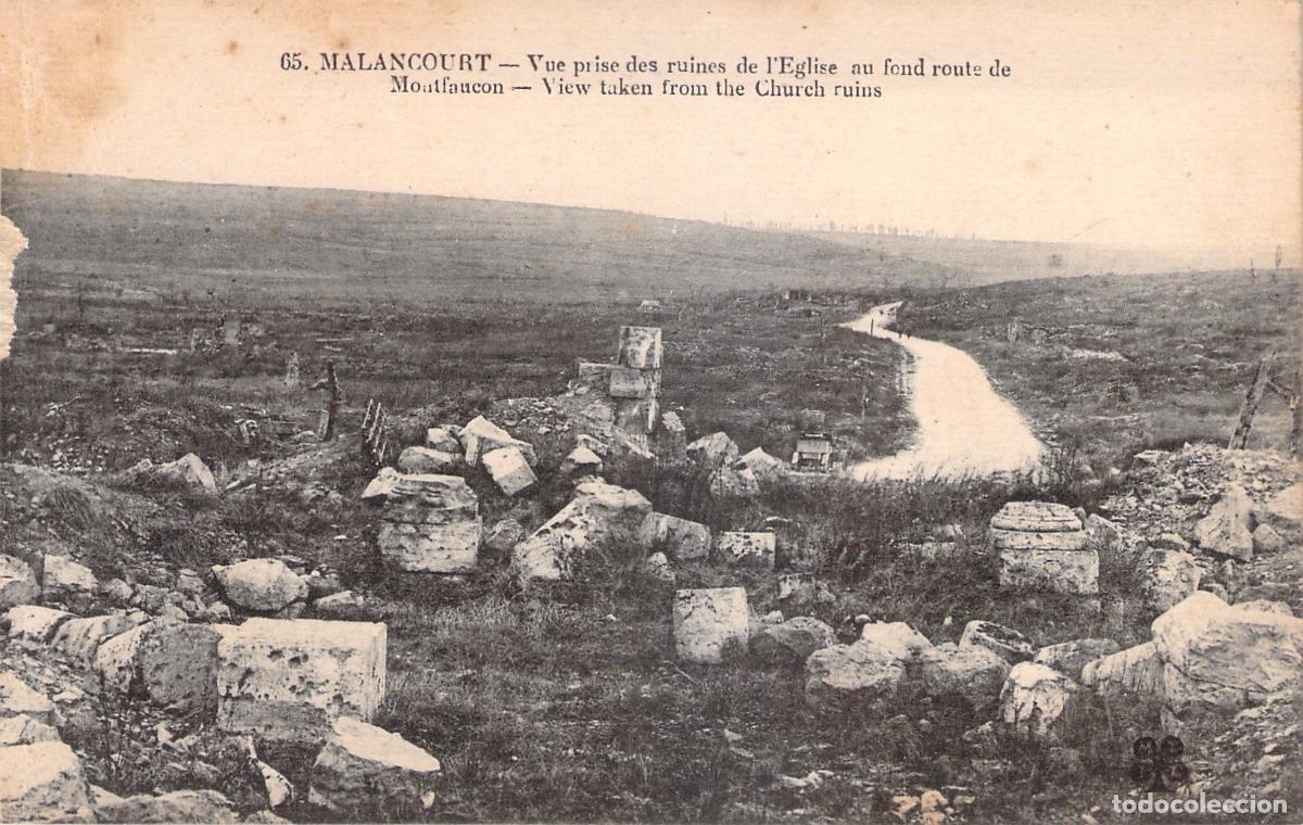 Postcards: Postal de Malancourt Francia Ruinas de la Iglesia Primera Guerra Mundial
