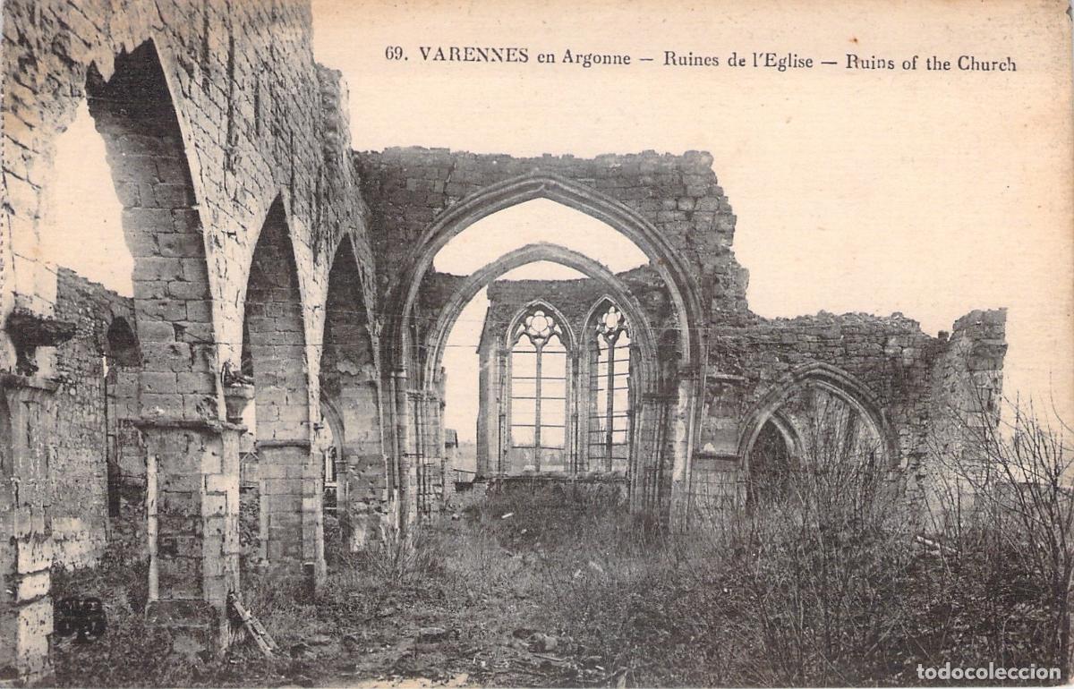 Postcards: Postal Ruinas de la Iglesia de Varennes en Argonne Francia