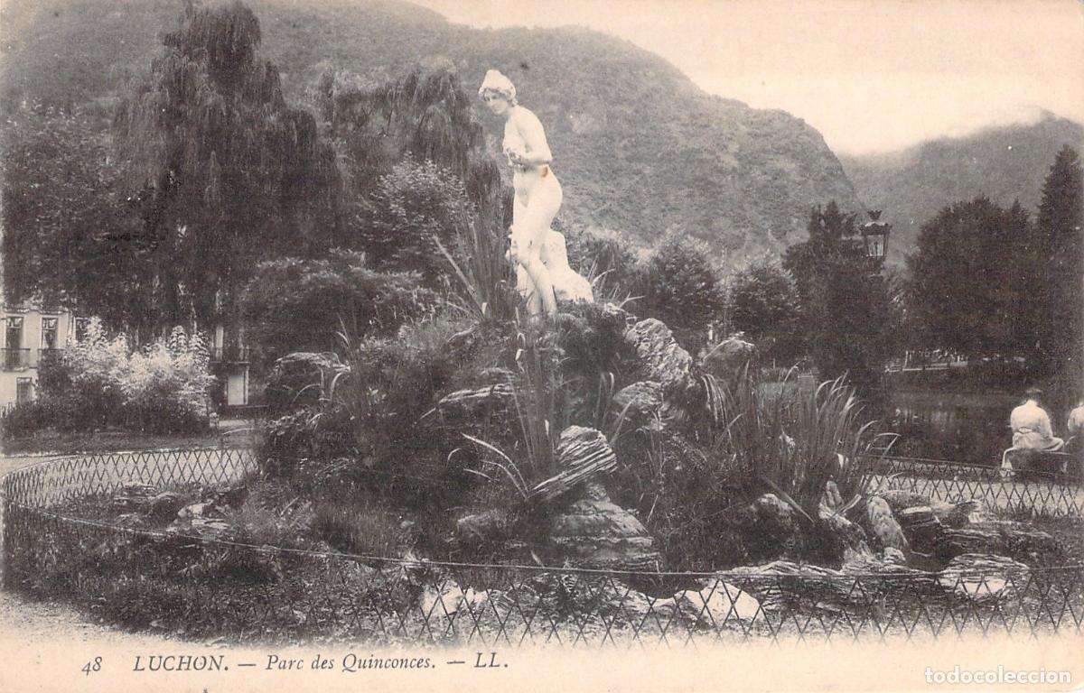 Postcards: Postal de Luchon, Parc des Quinconces con Estatua