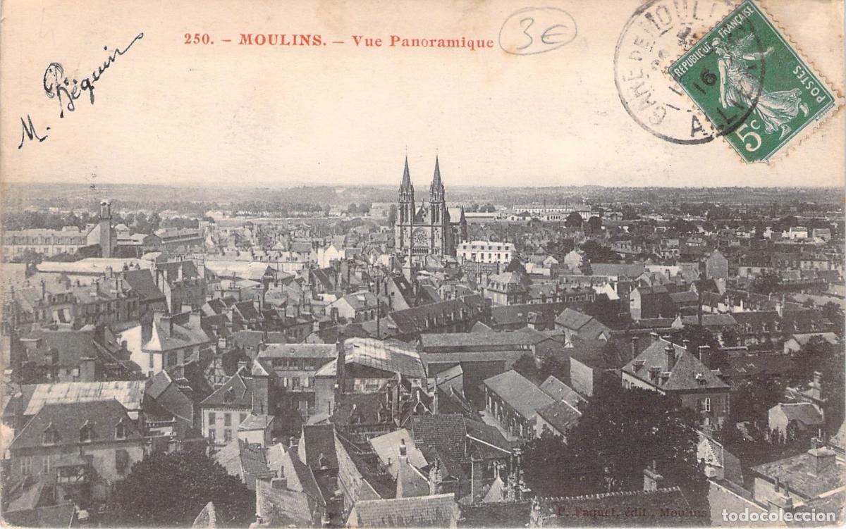 Postcards: Postal de la Vista Panor&aacute;mica de Moulins y su Catedral