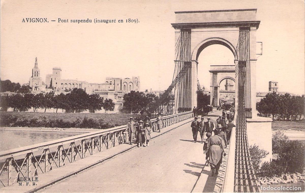 Postcards: Postal de Avi&ntilde;&oacute;n Francia - Vista del Puente Colgante