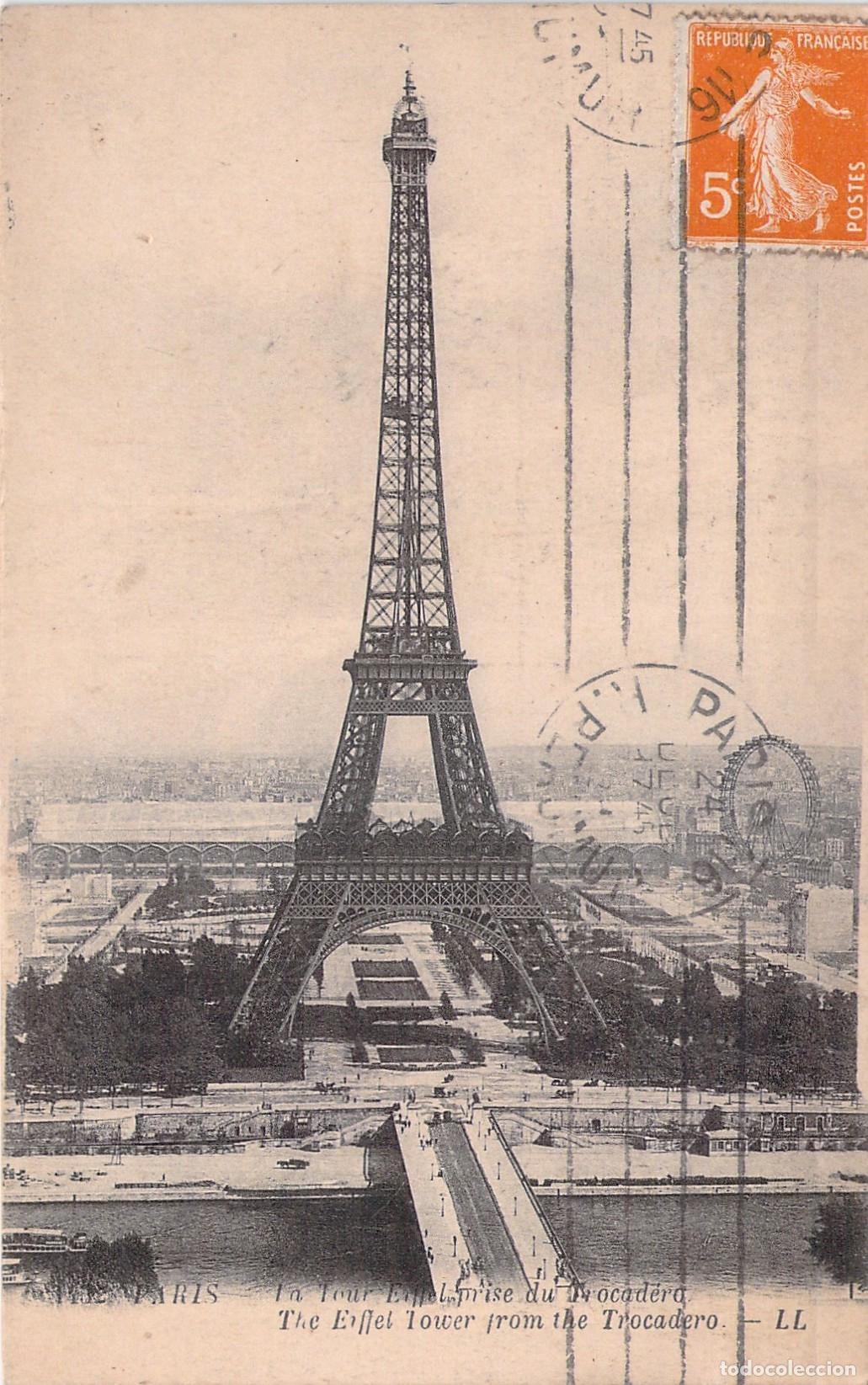 Postales: Postal de la Torre Eiffel desde el Trocadero en Par&iacute;s, Francia