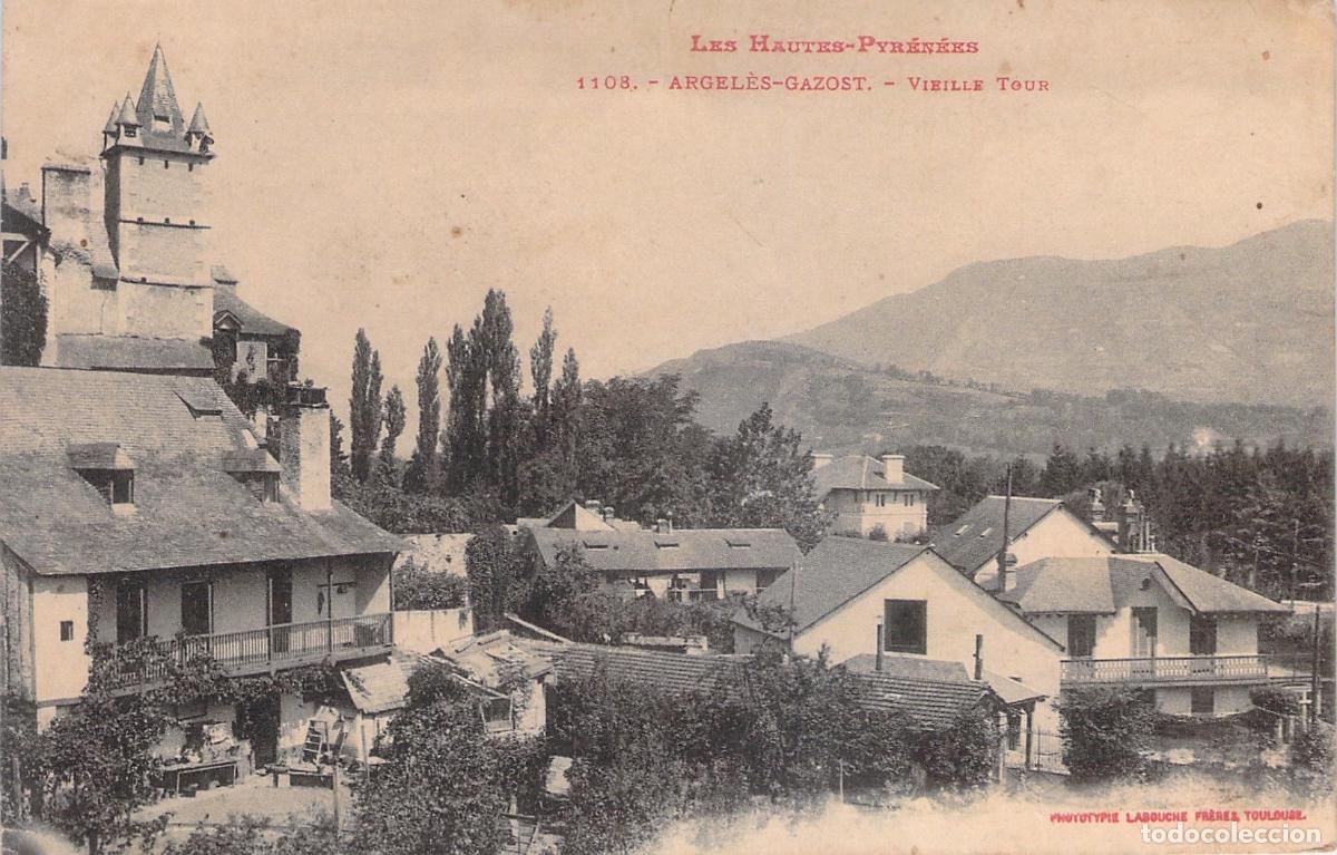 Postcards: Postal de Argel&egrave;s-Gazost - Vieille Tour y Paisaje de Pirineos, Francia