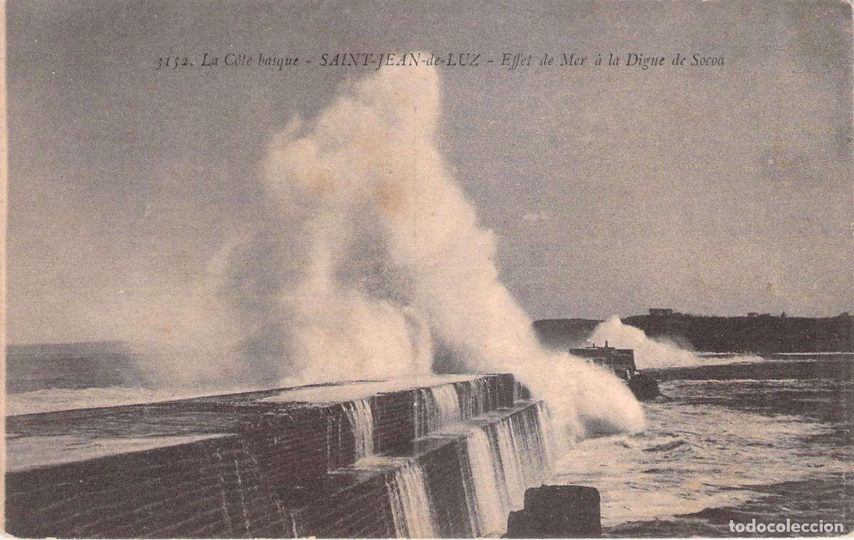 Postales: Postal de Saint-Jean-de-Luz: Efecto del Mar en el Dique de Socoa