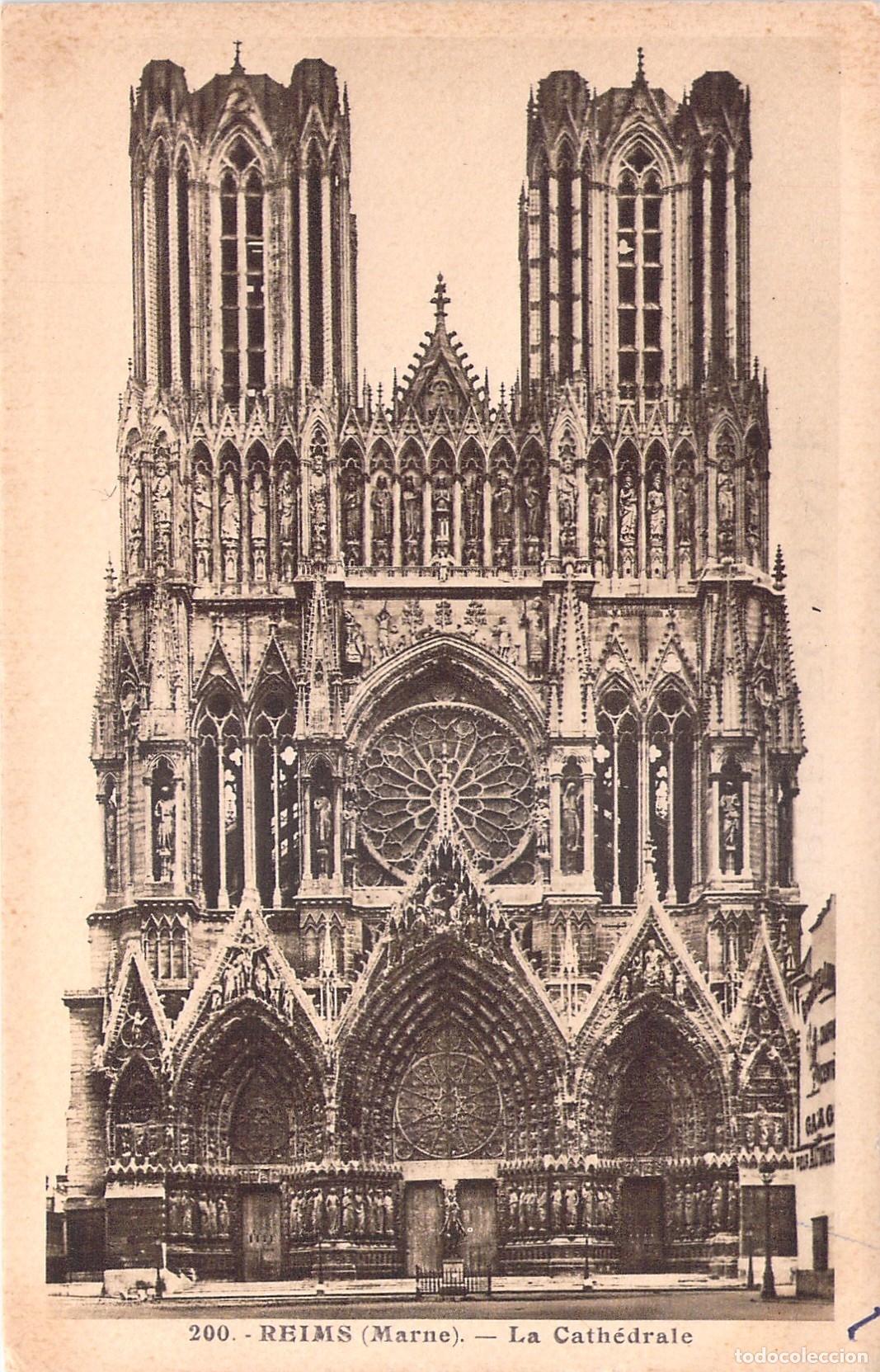 Postales: Postal de la Fachada de la Catedral de Reims, Marne