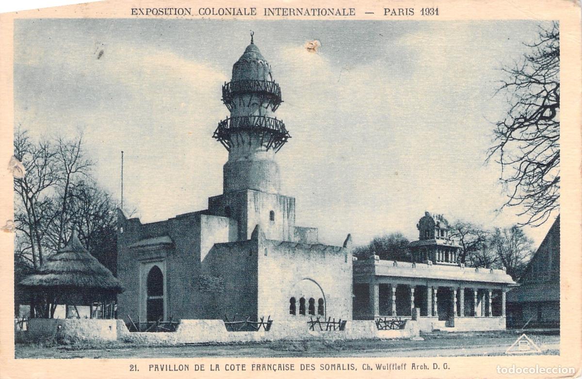 Postales: Postal de la Exposici&oacute;n Colonial de Par&iacute;s Pabell&oacute;n de Somalia