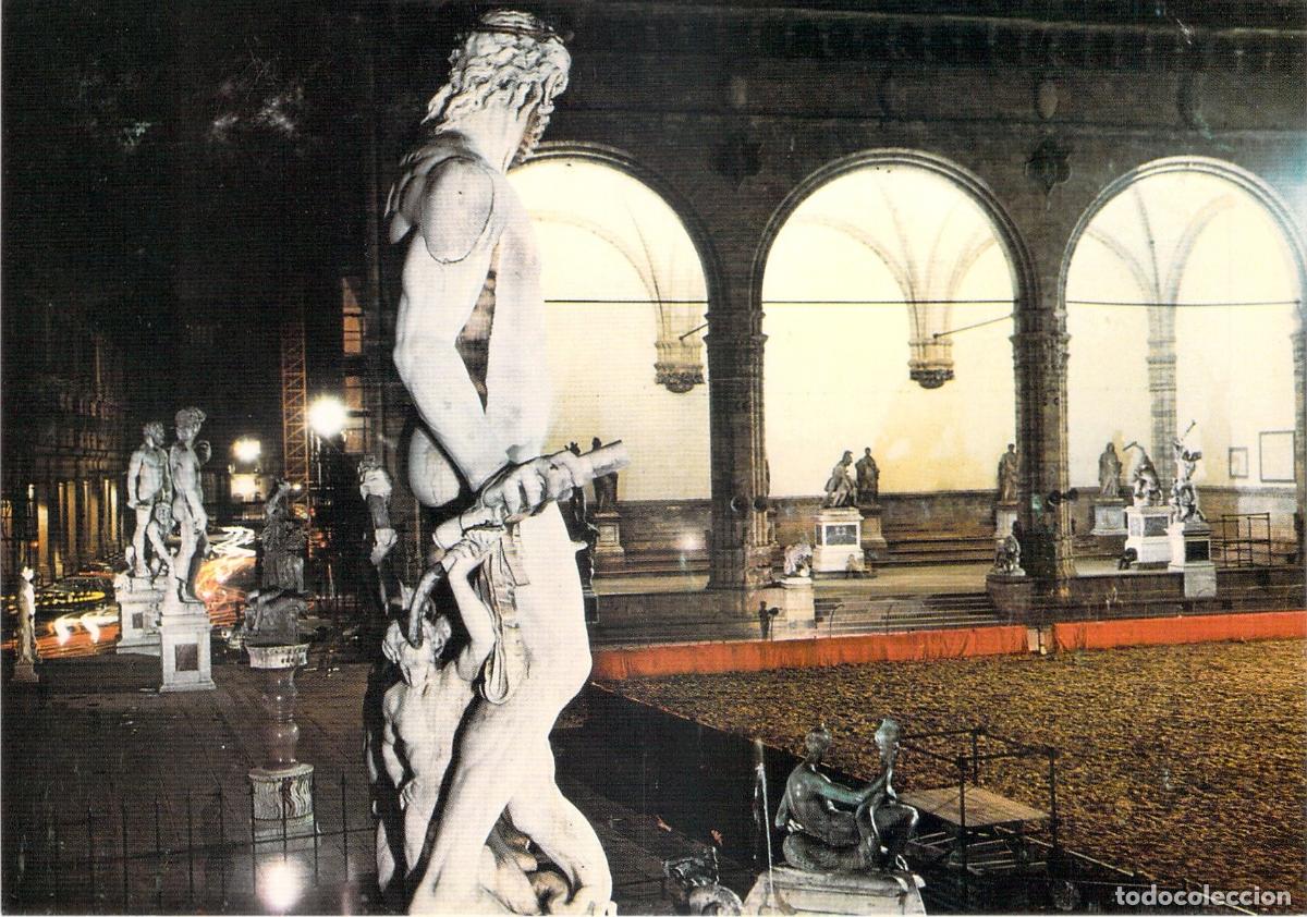 Postales: Postal Florencia Piazza della Signoria Loggia dell'Orcagna Vista Nocturna