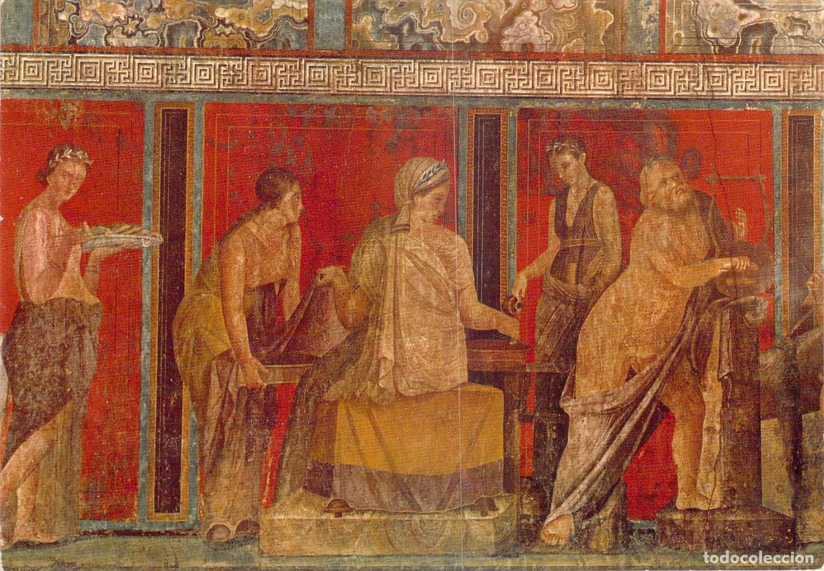 Postales: Postal de Pompeya Villa de los Misterios El Sacrificio y Sileno
