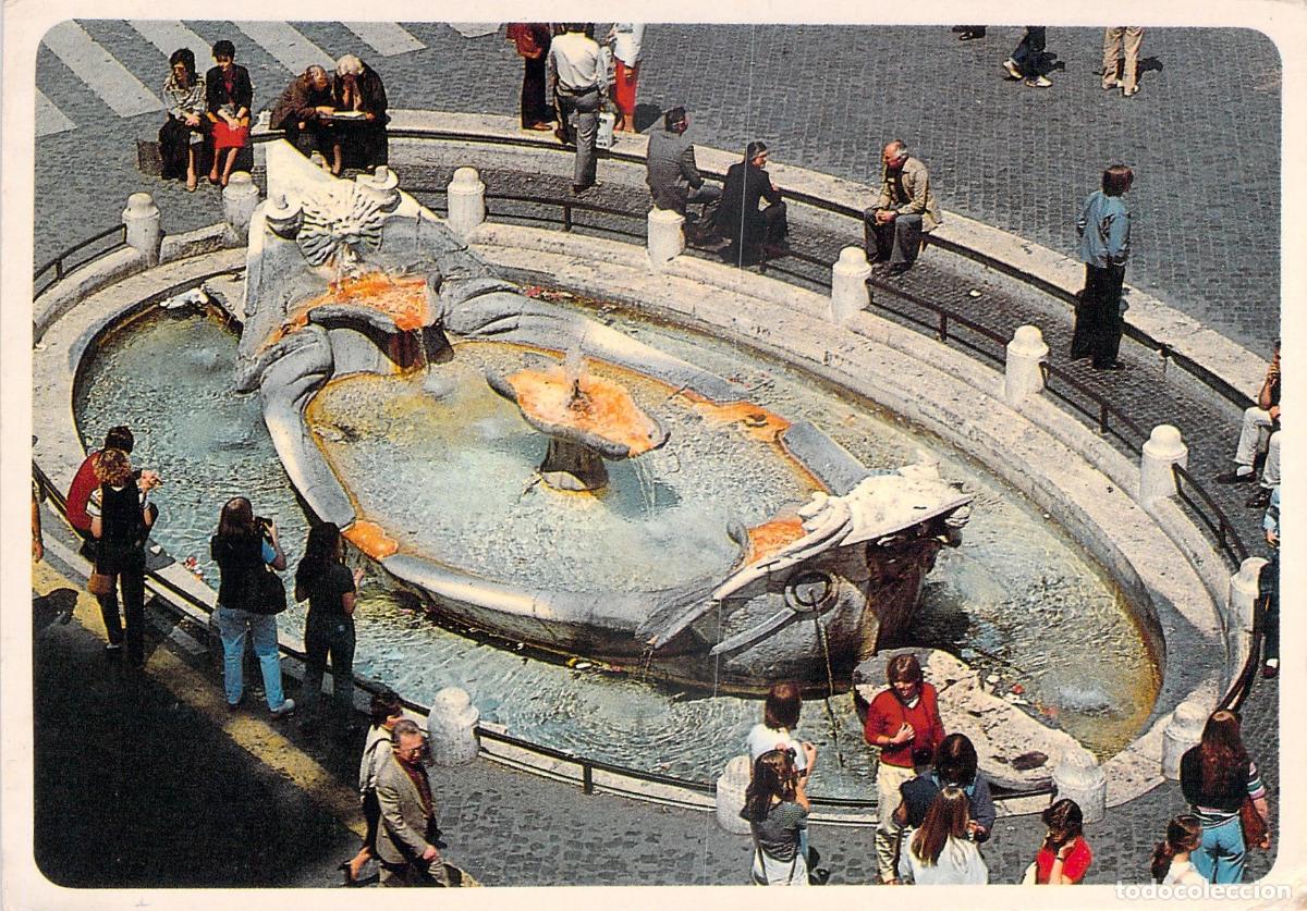 Postales: Postal de Roma con la Fuente de la Barcaccia en la Plaza de Espa&ntilde;a