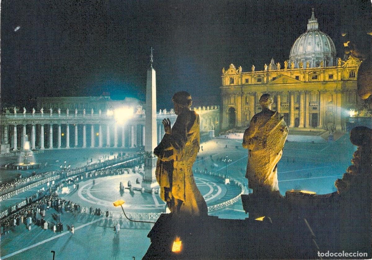 Postales: Postal de la Bas&iacute;lica de San Pedro en Roma - Vista Nocturna
