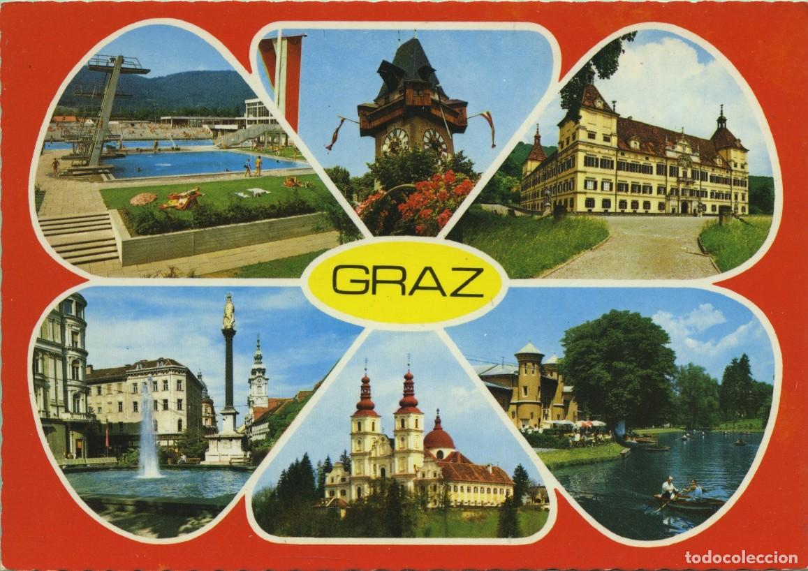 Postales: N&ordm; 8010-5210-GRAZ. Austria. Diversos aspectos. Escrita en 1980. ED. VERLAG