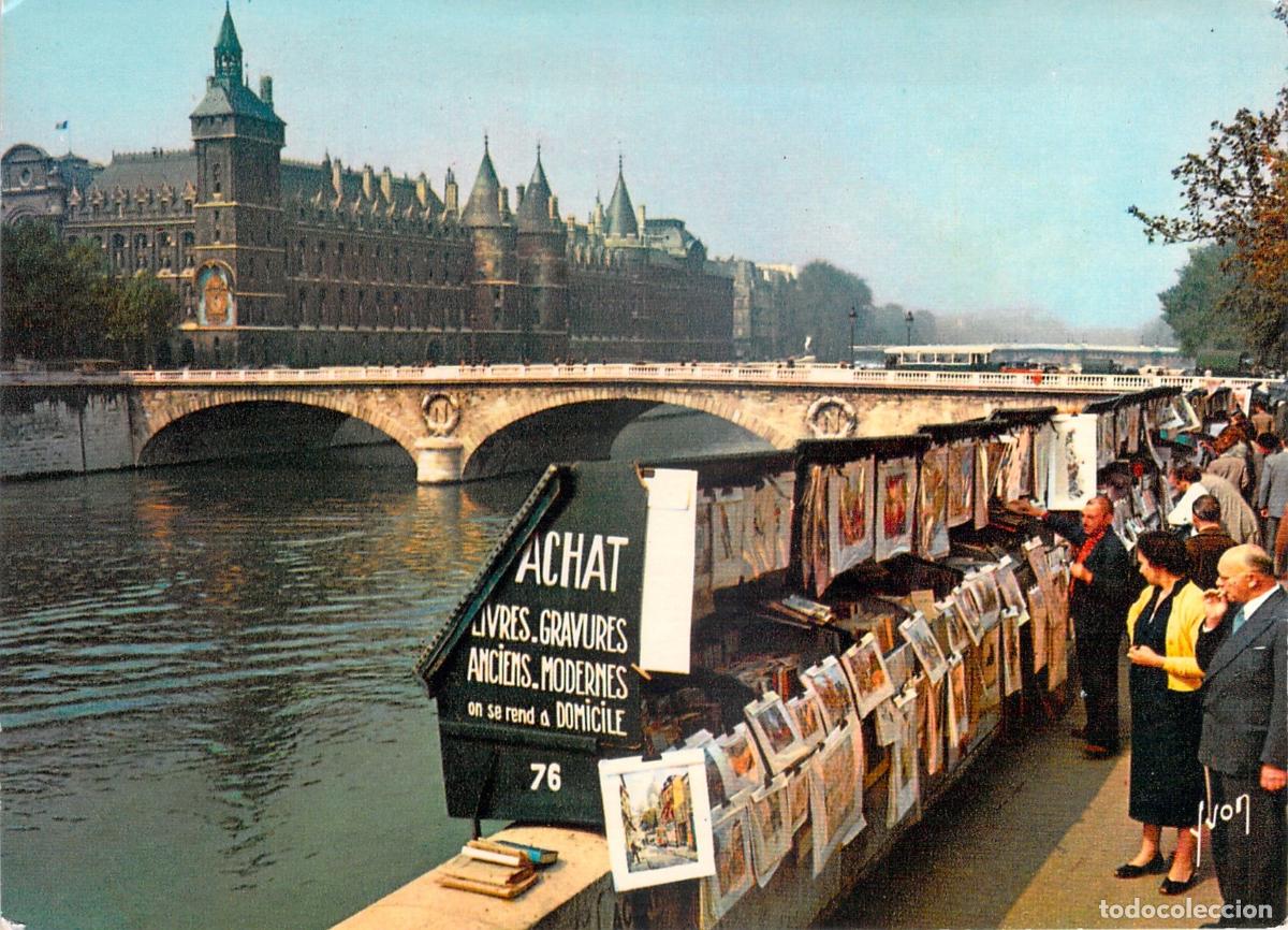 Postales: Postal de Par&iacute;s: Los Bouquinistes en Quai de Gesvres y la Conciergerie