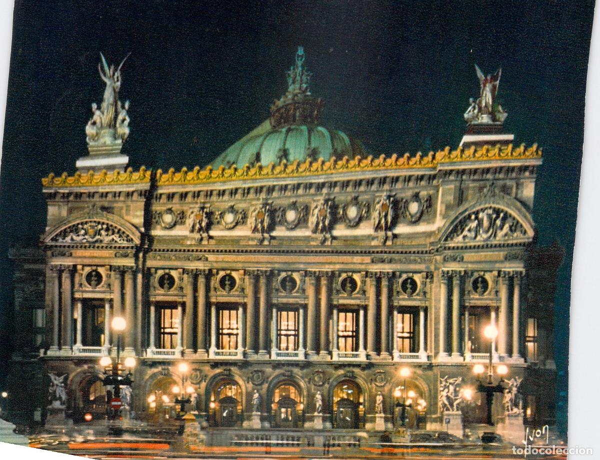 Postales: Postal de Par&iacute;s La &Oacute;pera Garnier Iluminada de Noche