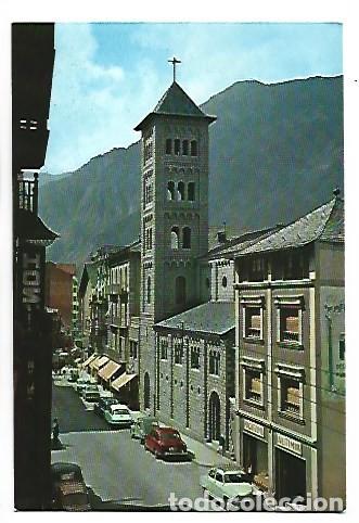 Postales: &rdquo; LES ESCALDES &rdquo;, ESGLESIA PARROQUIAL I AVDA. CARLEMANY.- VALLS D&acute;ANDORRA