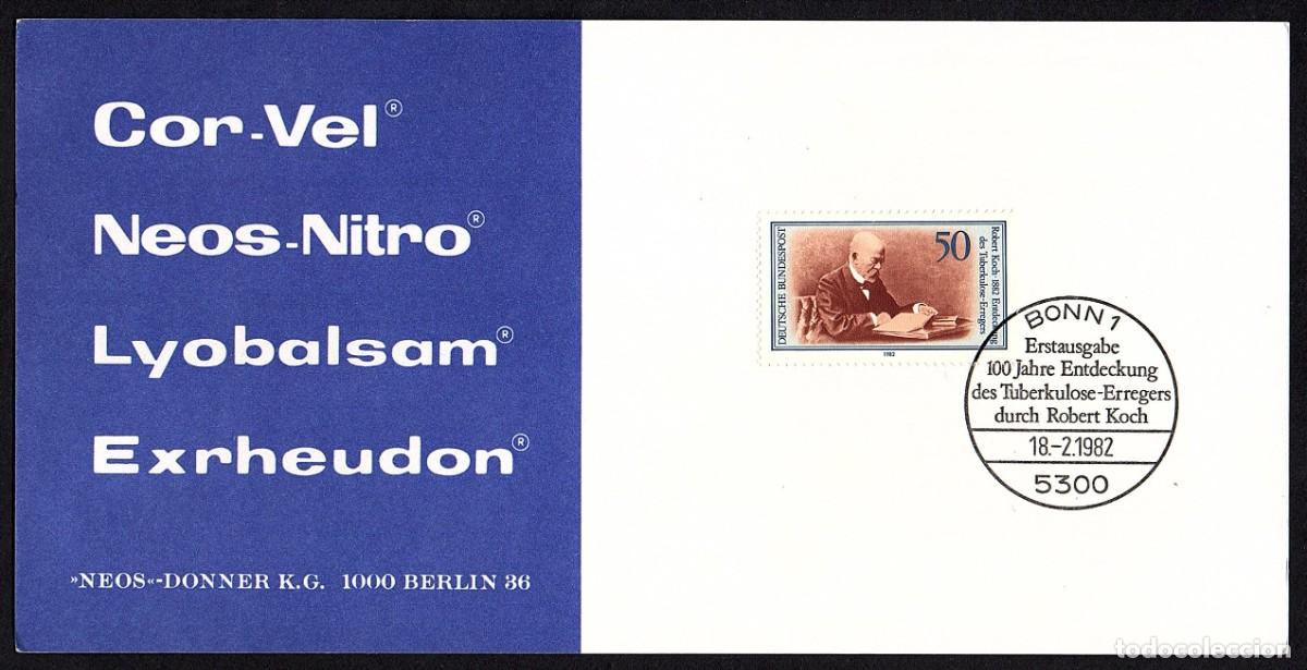Postales: TARJETA CONMEMORATIVA DE ROBERT KOCH CON MATASELLOS CONMEMORATIVO 1.982.