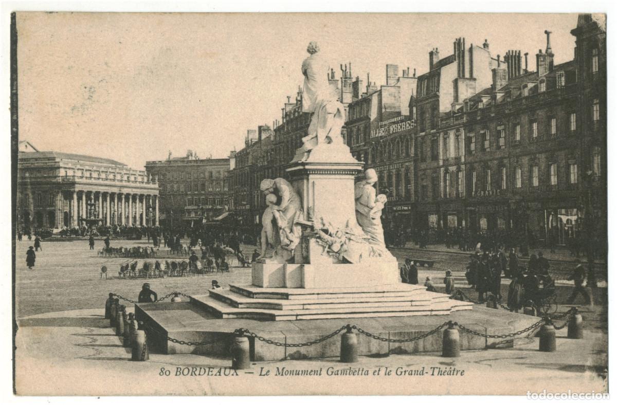 Postales: BOURDEAUX_Grand Th&eacute;&acirc;tre et Monument Gambetta_Sin datos 80 / Teatros Francia